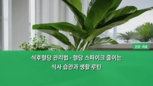 식후혈당 관리법 – 혈당 스파이크 줄이는 식사 습관과 생활 루틴